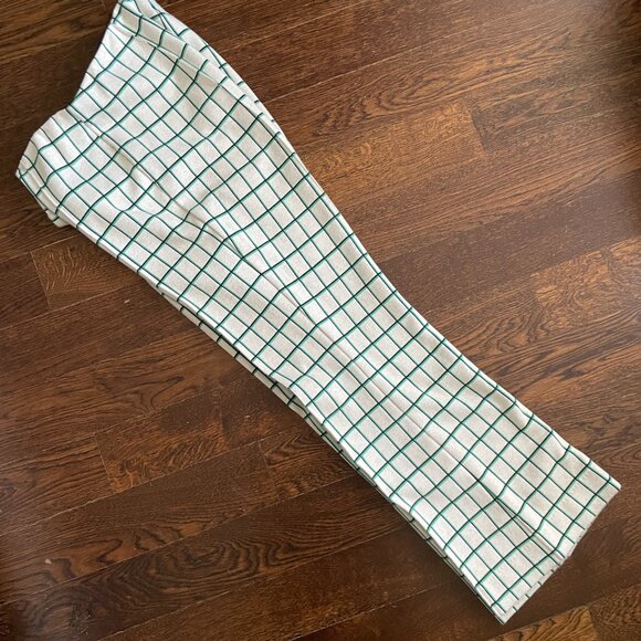 Anthropologie The Essential Crop Flare Pant Off White Black Green-XS - Picture 8 of 12